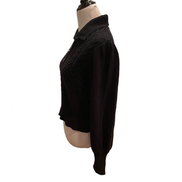 Who What Wear 3D Knit Black Target Pullover w/ 3 Rhinestone Buttons Long Sleeve - Picture 4 of 12
